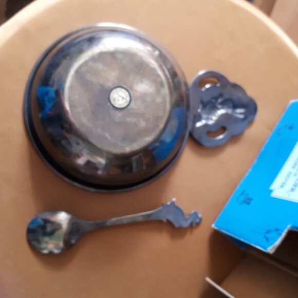 Royal Doulton 5 in Porringer & Jemima Puddle Duck Spoon - Godinger Silver Plate - Picture 2 of 10